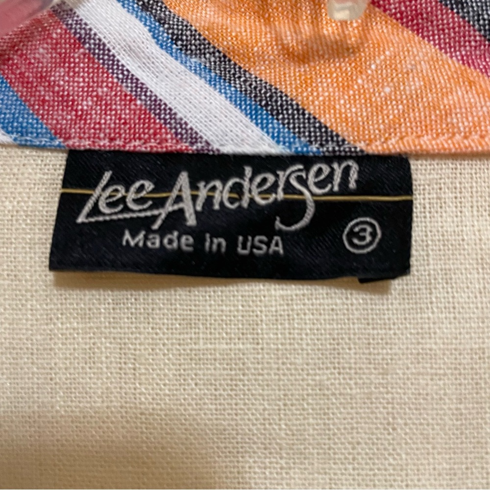 Lee Anderson Colorful Patchwork Button-Up Linen B… - image 4